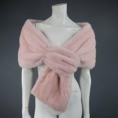 MONIQUE LHUILLIER Size Dusty Rose Pink Mink Fur Wrap Stole