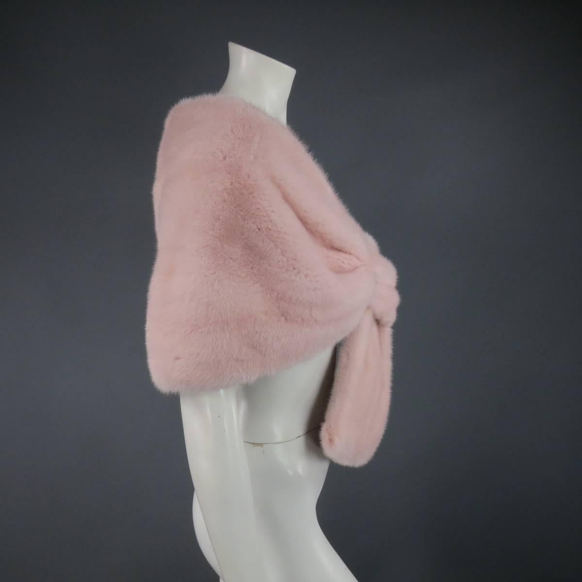 Beige MONIQUE LHUILLIER Size Dusty Rose Pink Mink Fur Wrap Stole