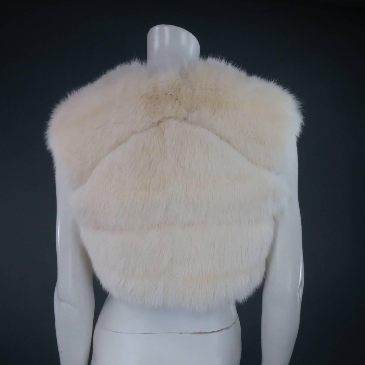 DENISS BASSO Size S Cream Sable Fur Cropped Vest 1