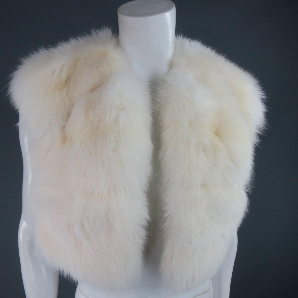DENISS BASSO Size S Cream Sable Fur Cropped Vest In Excellent Condition In San Francisco, CA