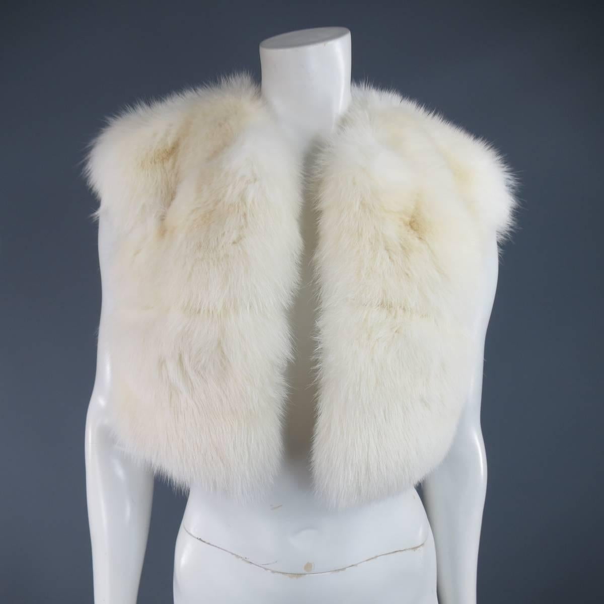 Gray DENISS BASSO Size S Cream Sable Fur Cropped Vest