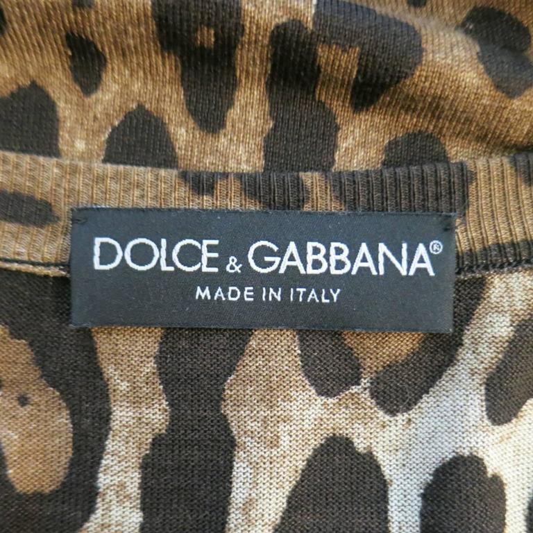 DOLCE and GABBANA Size 6 Brown Leopard Cheetah Pring Silk Knit Cardigan ...