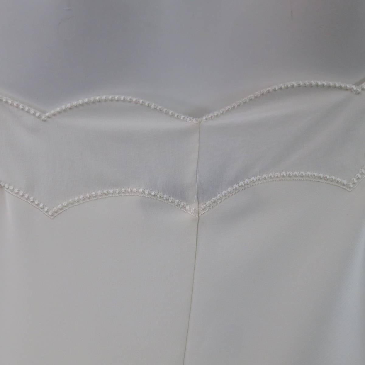 CHRISTIAN DIOR Size 4 White Silk Scalloped Spring 2016 Slip Dress In Excellent Condition In San Francisco, CA
