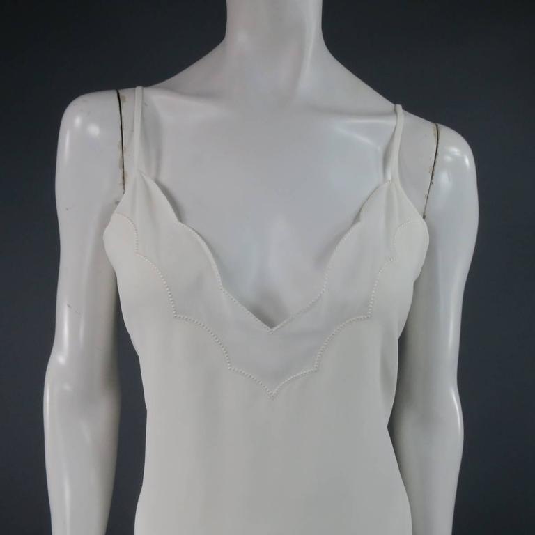 CHRISTIAN DIOR Size 4 White Silk Scalloped Spring 2016 Slip Dress at