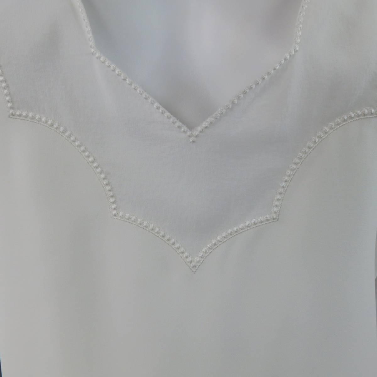 CHRISTIAN DIOR Size 4 White Silk Scalloped Spring 2016 Slip Dress at ...