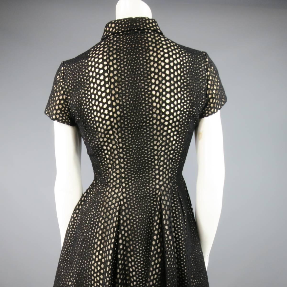 Giambattista Valli Black Lace Short Sleeve Flared Skirt Shirt Dress 2