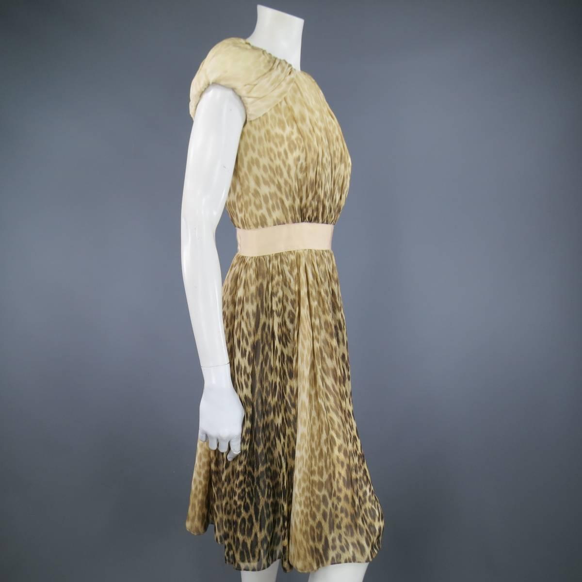 Giambattista Valli Couture Beige and Brown Leopard Draped Silk Dress 2