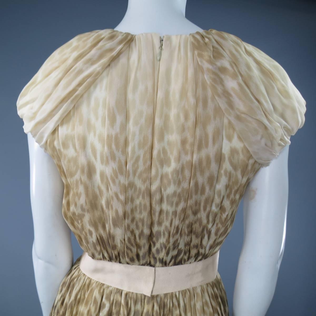 Giambattista Valli Couture Beige and Brown Leopard Draped Silk Dress 4