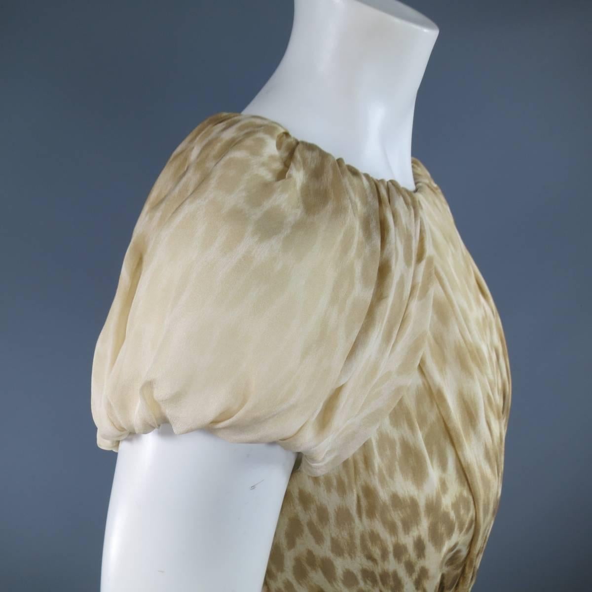 Giambattista Valli Couture Beige and Brown Leopard Draped Silk Dress 3