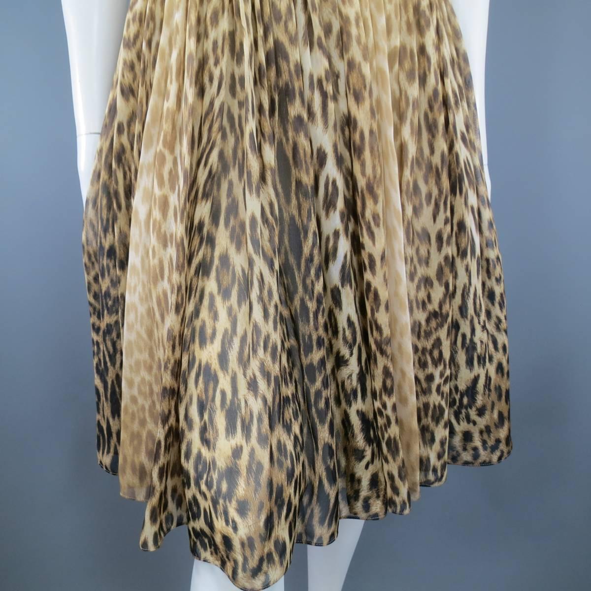 Giambattista Valli Couture Beige and Brown Leopard Draped Silk Dress 1