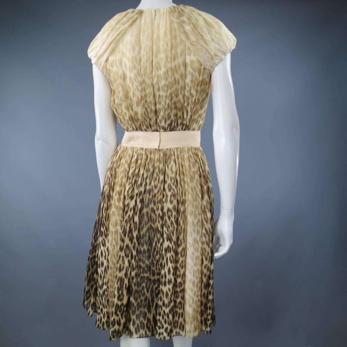 Giambattista Valli Couture Beige and Brown Leopard Draped Silk Dress 5
