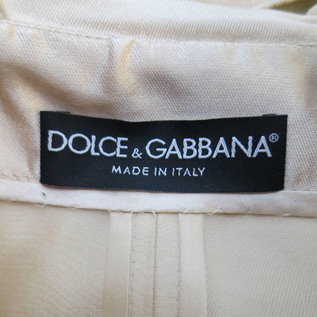 DOLCE & GABBANA Coat Dress - Size 6 Blush Silk Satin Floral Lace 2