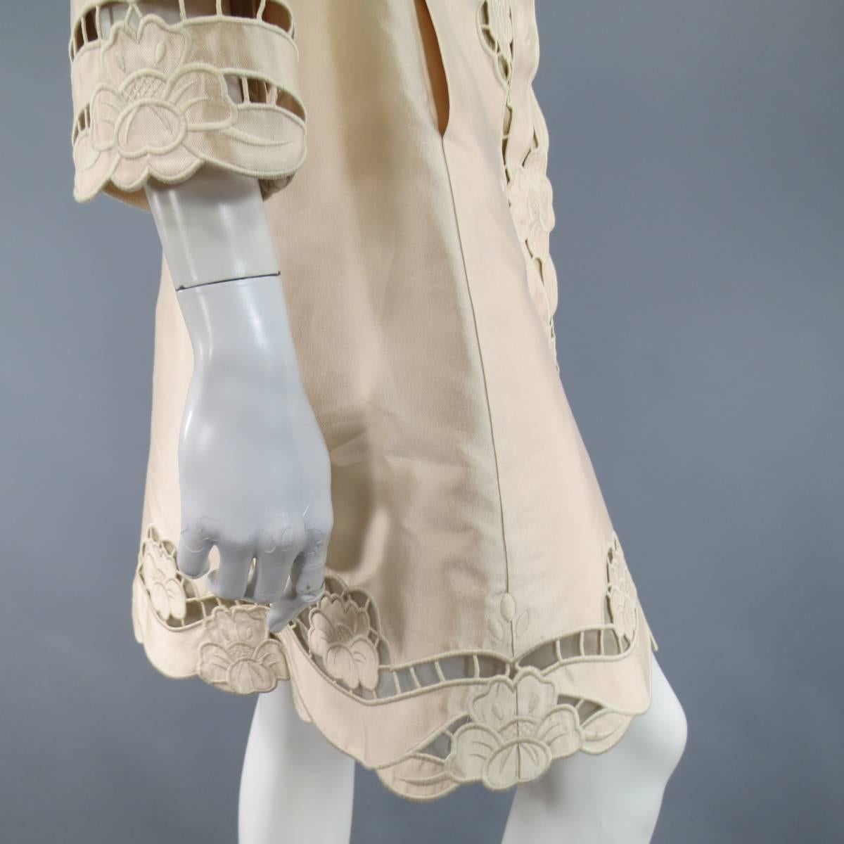 Women's DOLCE & GABBANA Coat Dress - Size 6 Blush Silk Satin Floral Lace