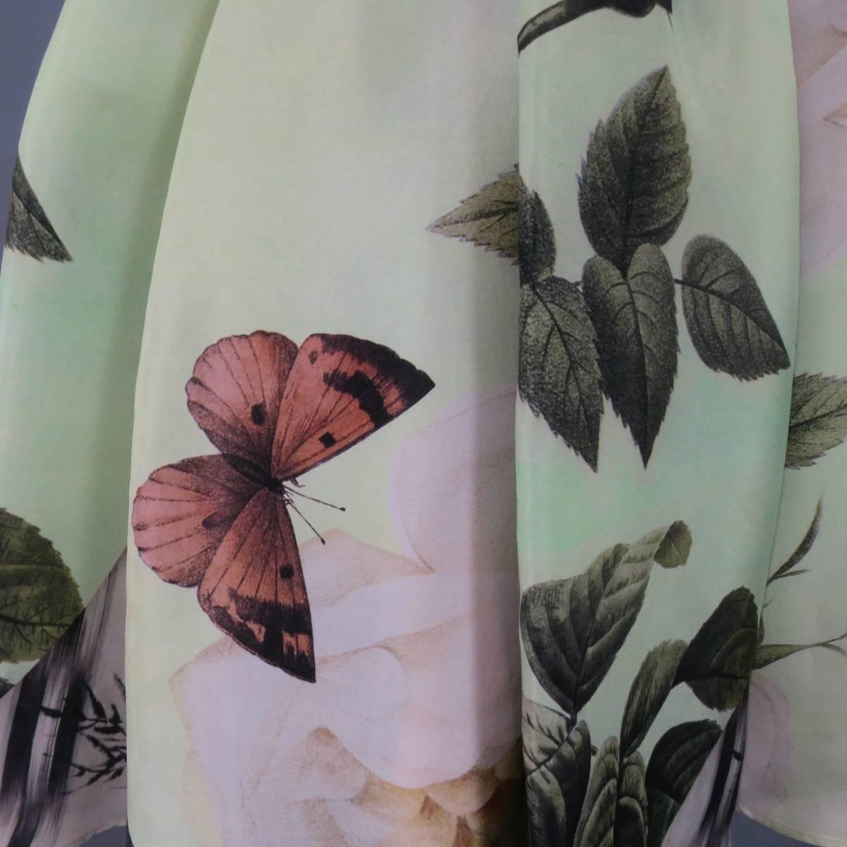 Women's ANTONIO MARRAS Size 2 Green Butterfly Print Bustier Cocktail Dress