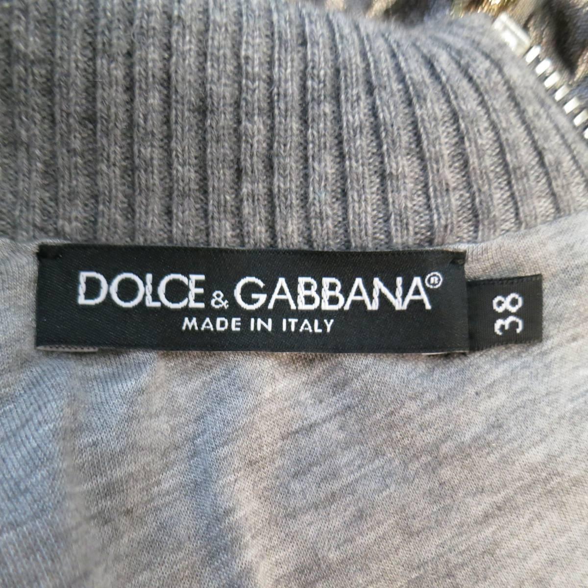 DOLCE & GABBANA Size 2 Grey Gold Metallic Floral Jacquard Sweater Dress 4