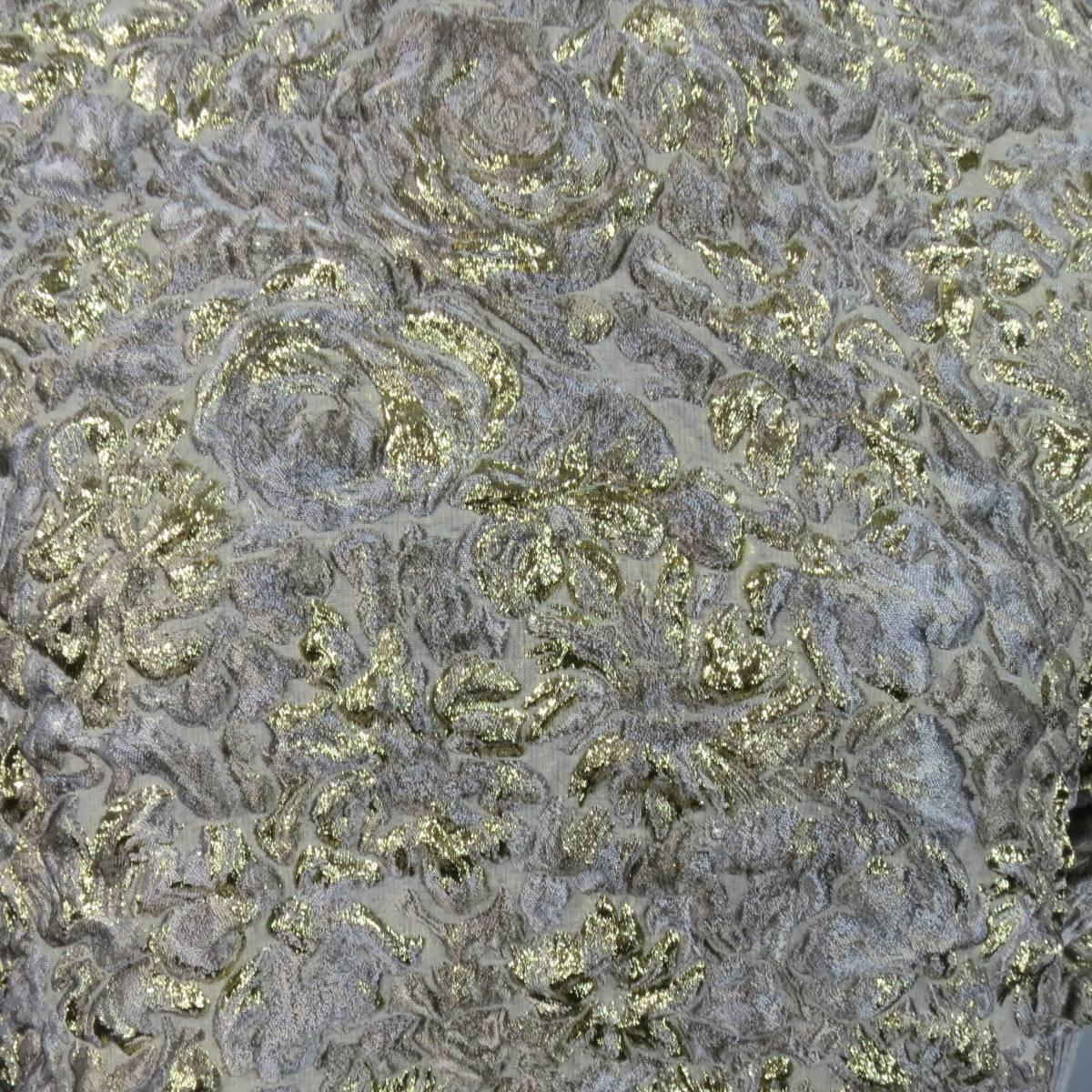 DOLCE & GABBANA Size 2 Grey Gold Metallic Floral Jacquard Sweater Dress In Excellent Condition In San Francisco, CA