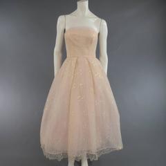 MONIQUE LHUILLIER Size 4 Pink Iridescent Lace Strapless Two Piece Cape Dress