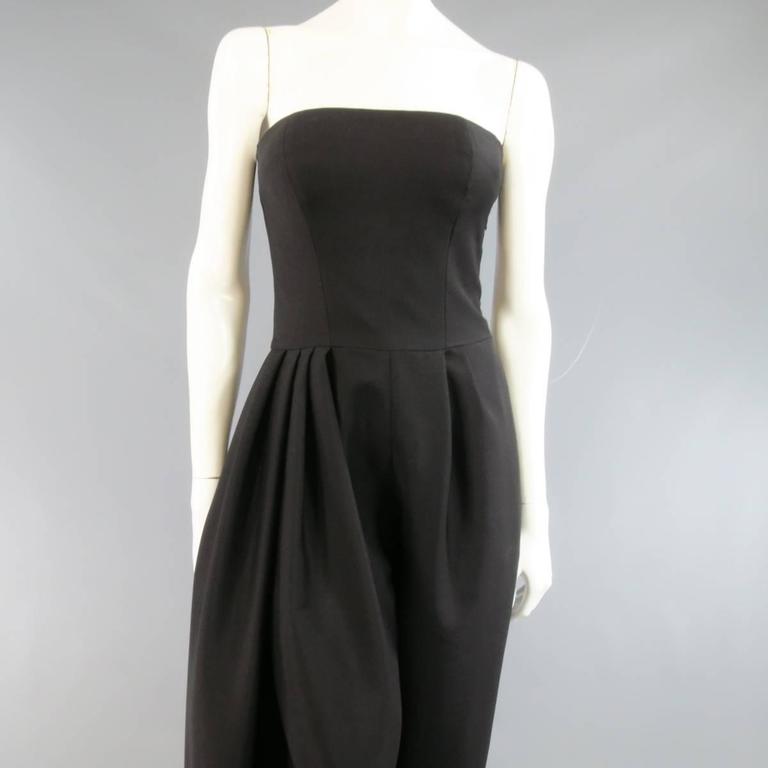 CHRISTIAN DIOR Size 4 Black Half Pleated Trouser Bustier Jumpsuit at ...