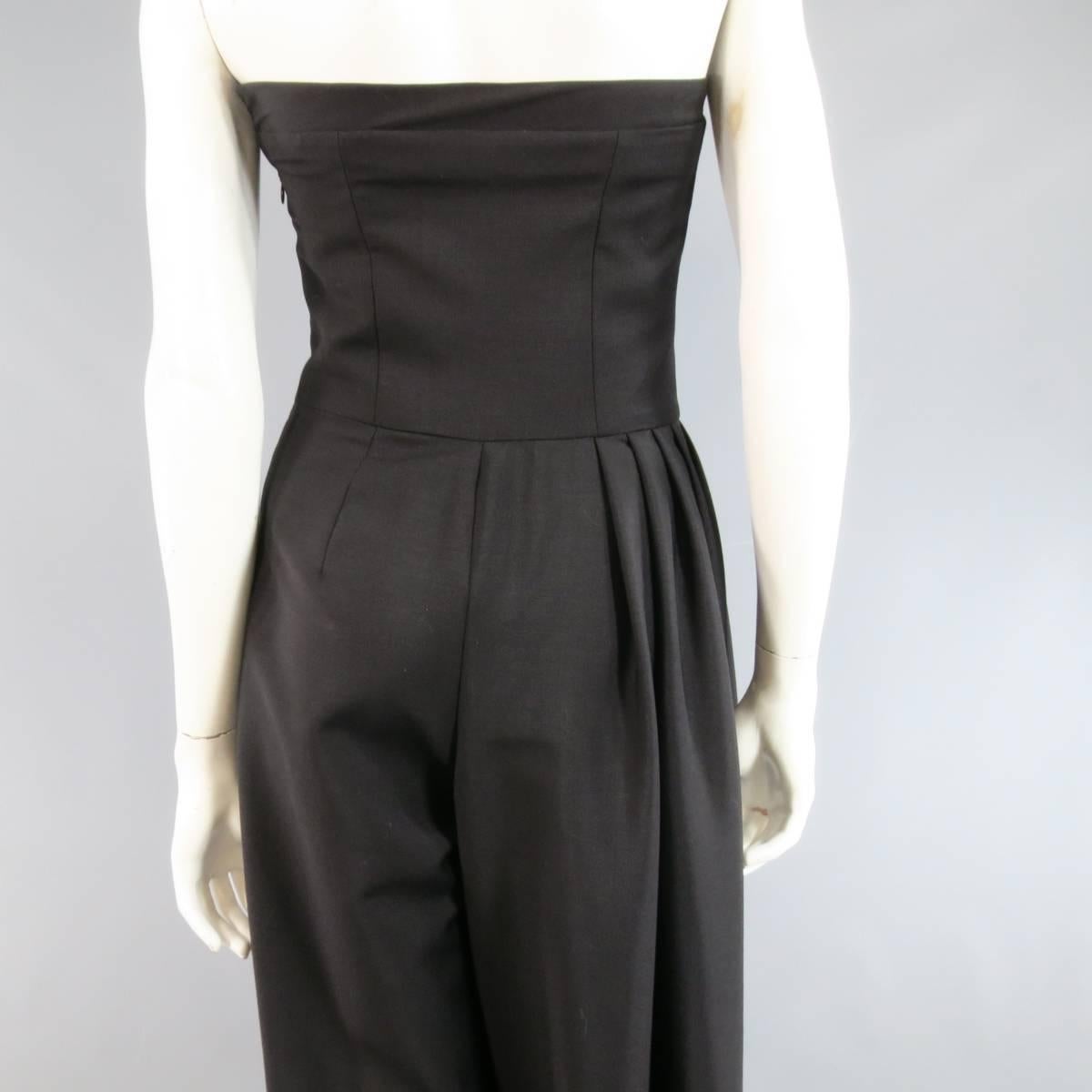 Women's CHRISTIAN DIOR Size 4 Black Half Pleated Trouser Bustier Jumpsuit