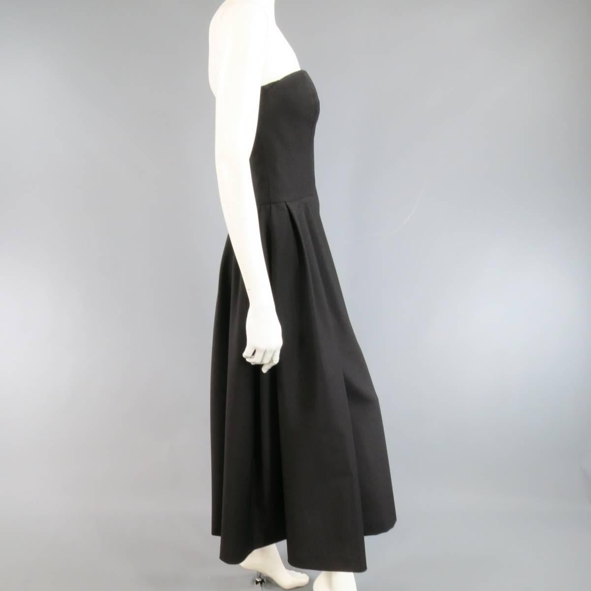 CHRISTIAN DIOR Size 4 Black Half Pleated Trouser Bustier Jumpsuit In Excellent Condition In San Francisco, CA