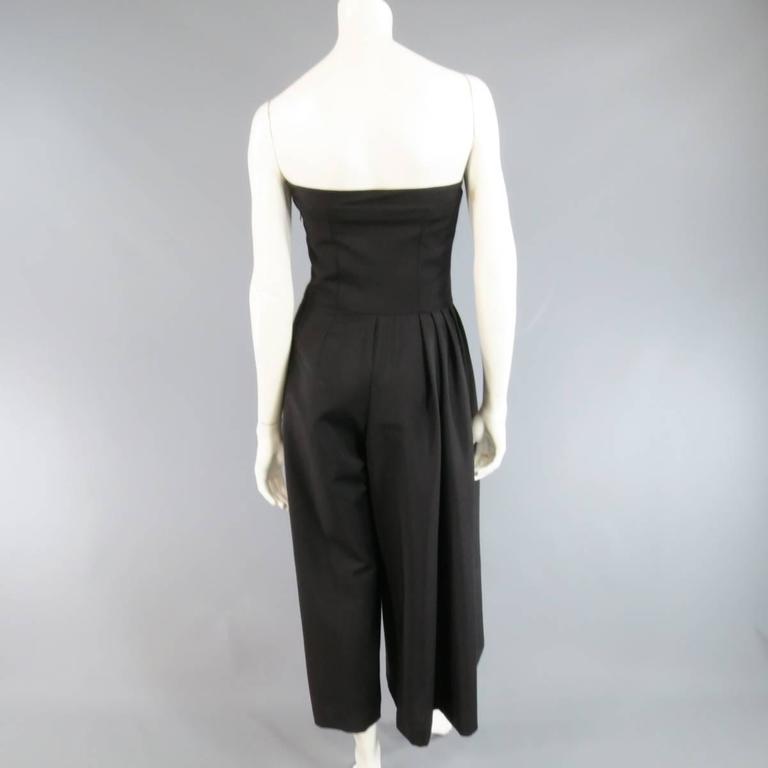 CHRISTIAN DIOR Size 4 Black Half Pleated Trouser Bustier Jumpsuit at
