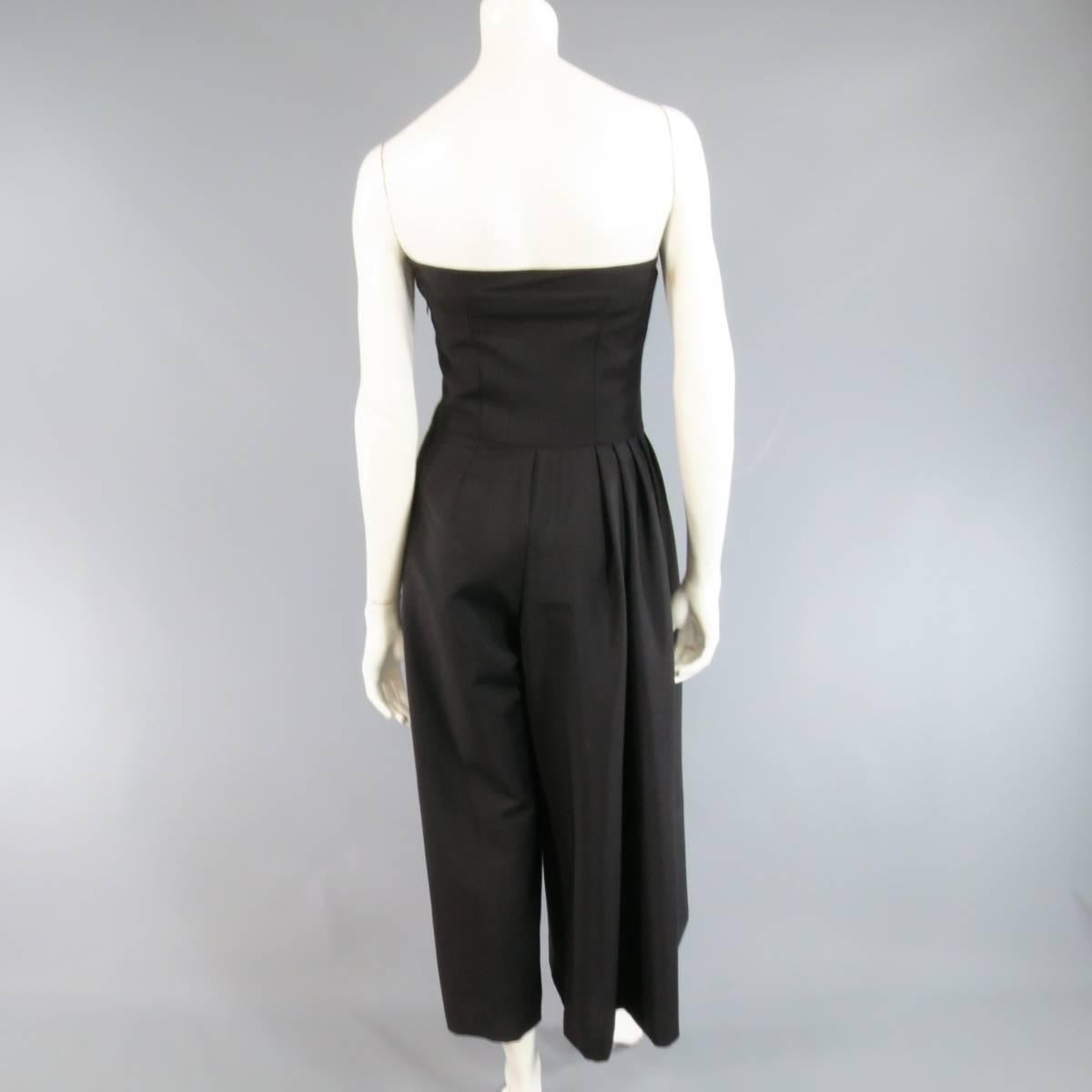 CHRISTIAN DIOR Size 4 Black Half Pleated Trouser Bustier Jumpsuit 2