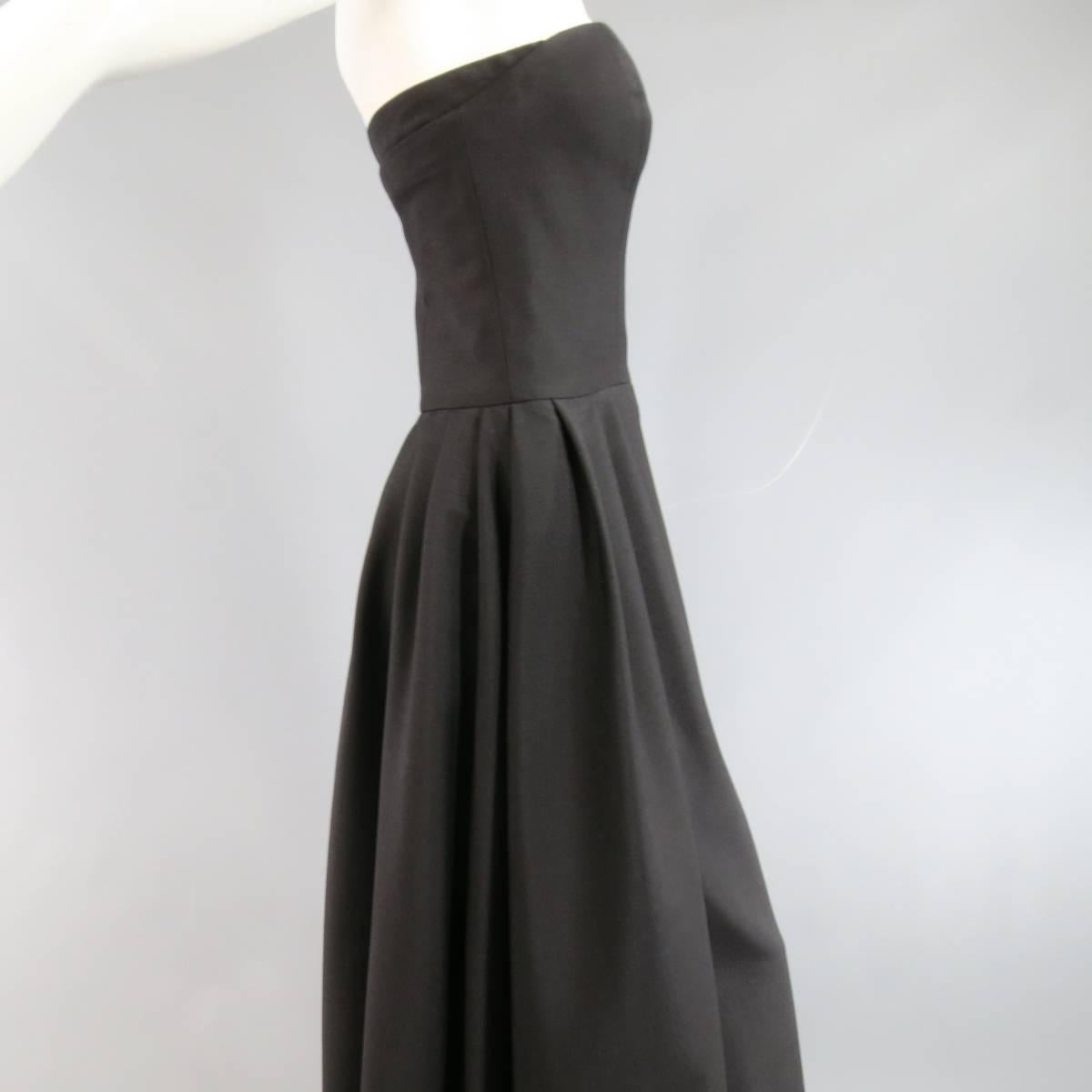 CHRISTIAN DIOR Size 4 Black Half Pleated Trouser Bustier Jumpsuit 1