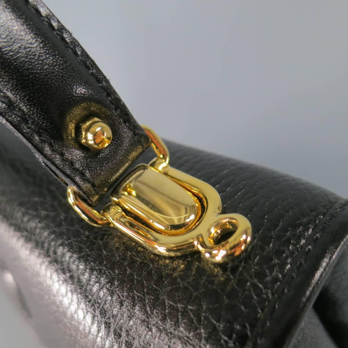 Women's Vintage MARK CROSS Black Pebbled Leather Gold Hardware Murphy Satchel Handbag