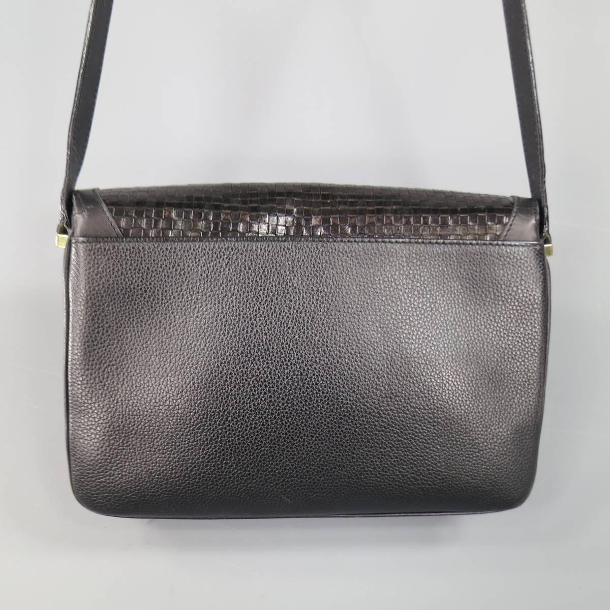 Women's Vintage BALLY Black Woven & Pebbled Leather Shoulder Strap Clutch Bag