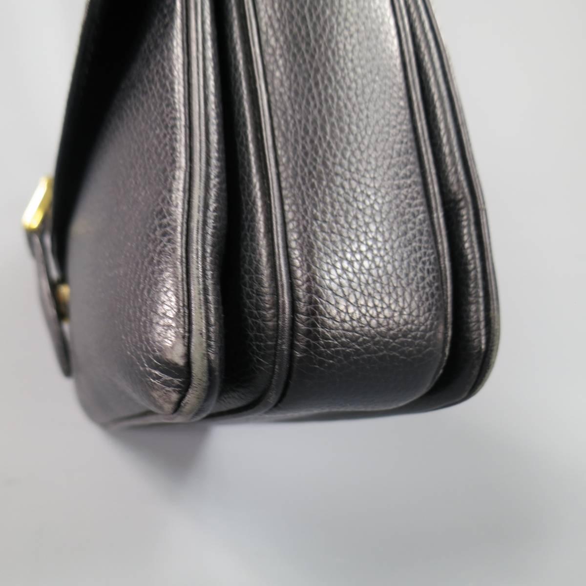 Vintage BALLY Black Woven & Pebbled Leather Shoulder Strap Clutch Bag In Good Condition In San Francisco, CA