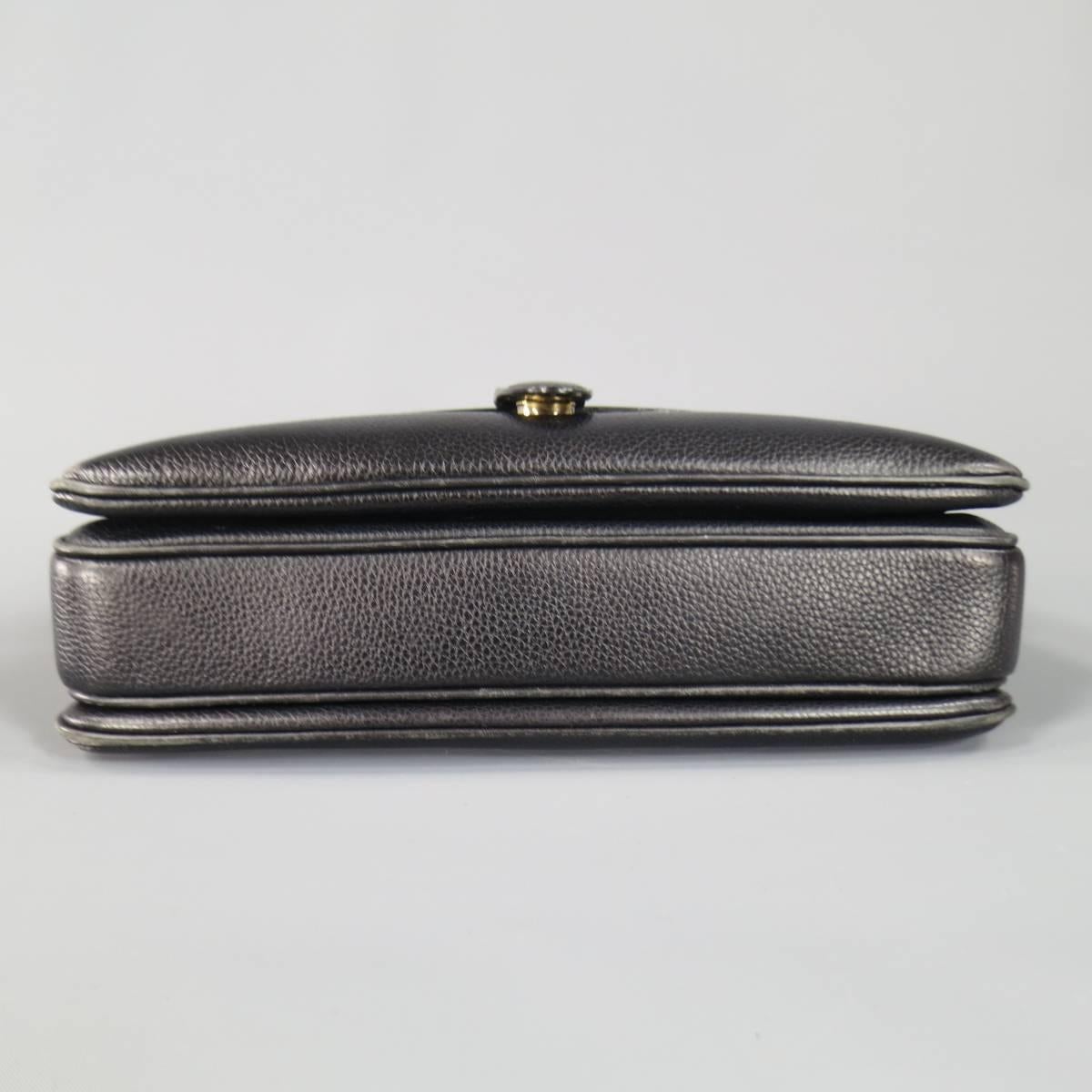 Vintage BALLY Black Woven & Pebbled Leather Shoulder Strap Clutch Bag 1