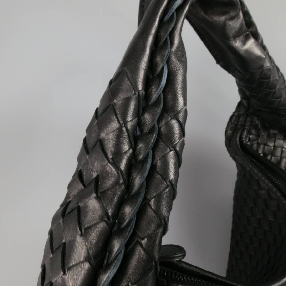 New BOTTEGA VENETA Black Intrecciato Woven Leather Large Hobo Bag 2