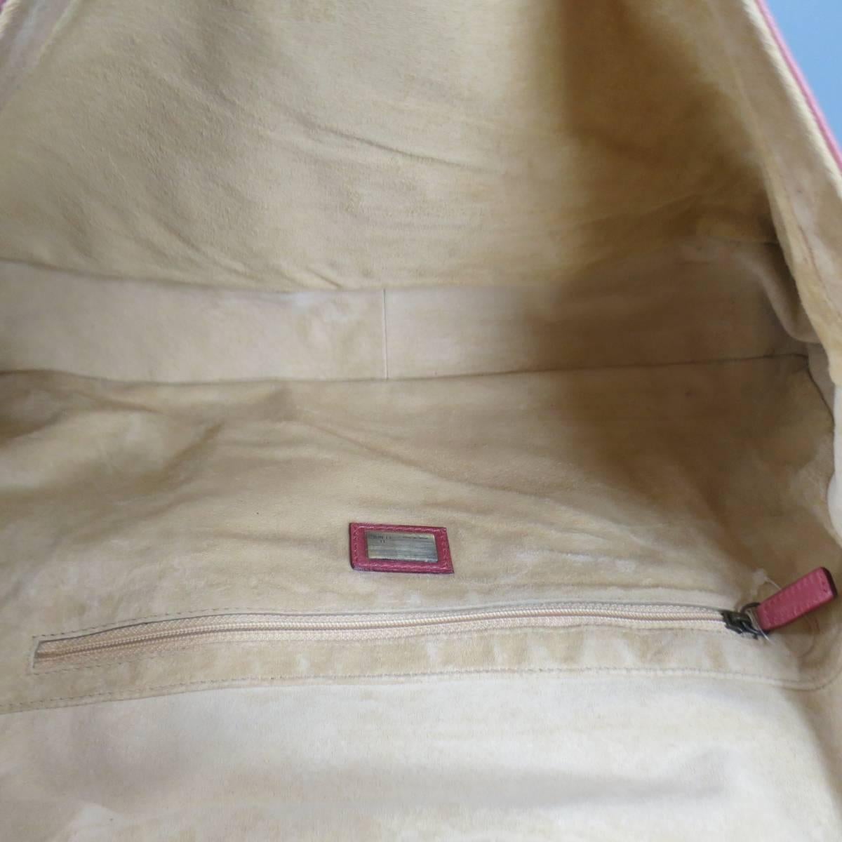 Brand New FENDI Distressed Pink Whipstitch Leather Shoulder Handbag 2