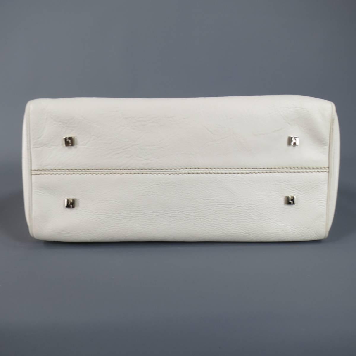Lambertson Truex White Leather Shoulder Bag 1