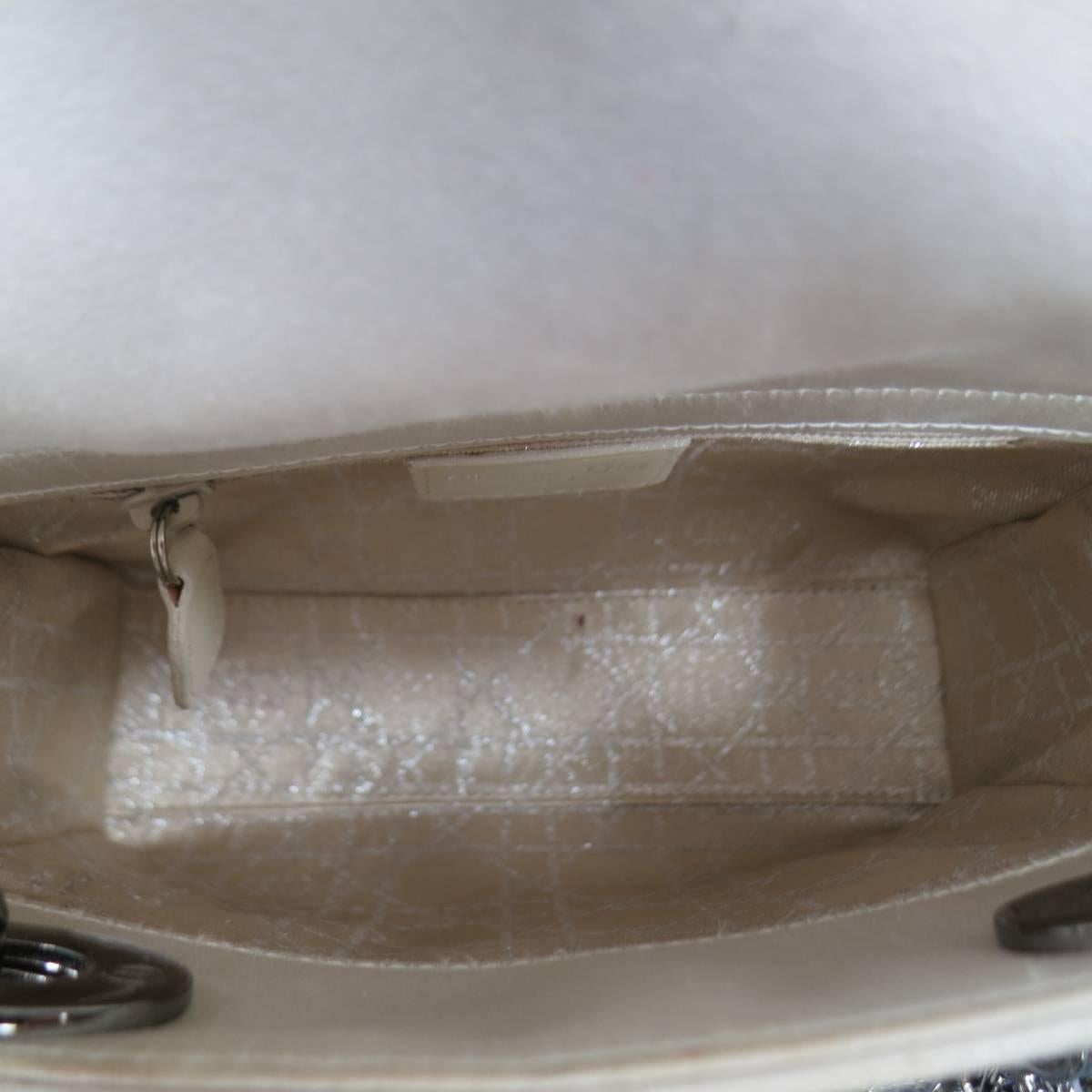 Women's CHRISTIAN DIOR White Cannage Silk Crystal Hardware Mini Lady Dior Bag