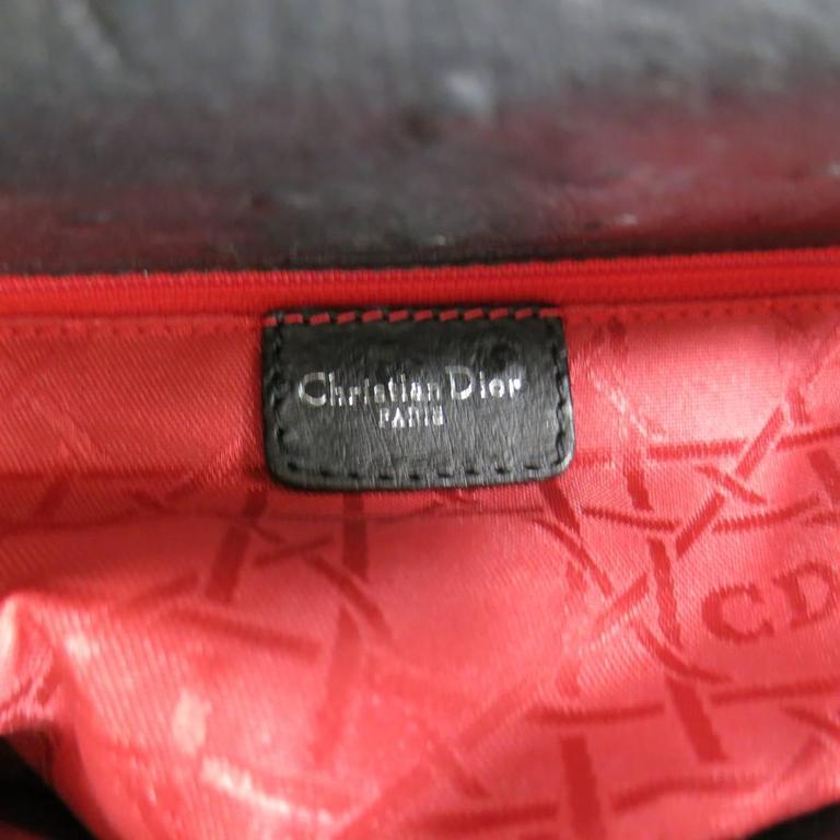 CHRISTIAN DIOR Black Ostrich leather Mini Lady Dior Shoulder Strap Bag