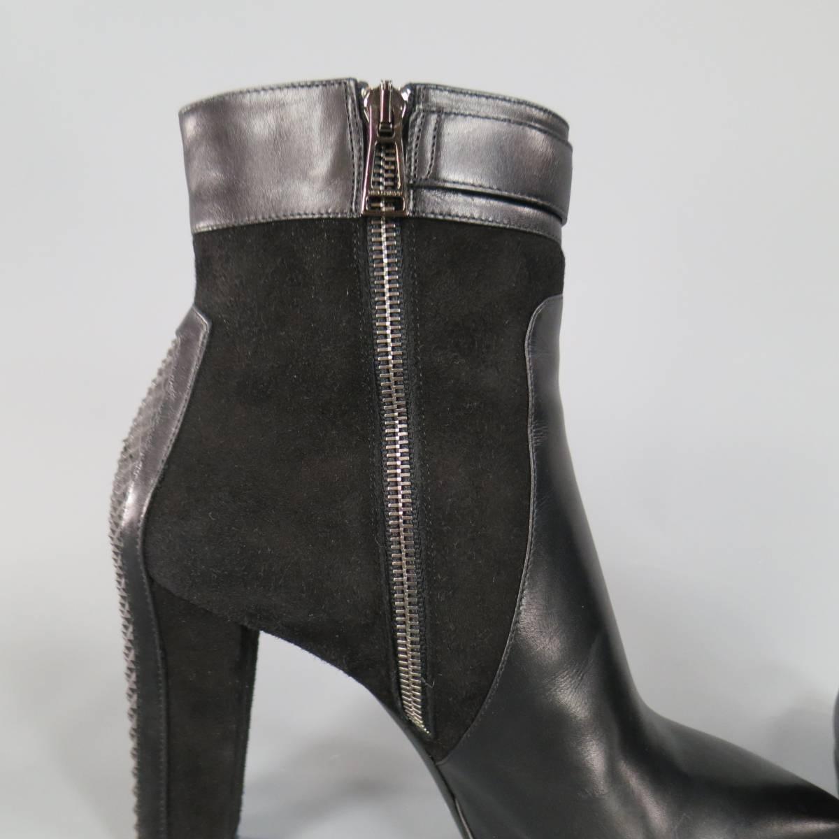 BELSTAFF Size 6.5 Black Suede & Leather Rubber Stud Kerridge Ankle Boots 5