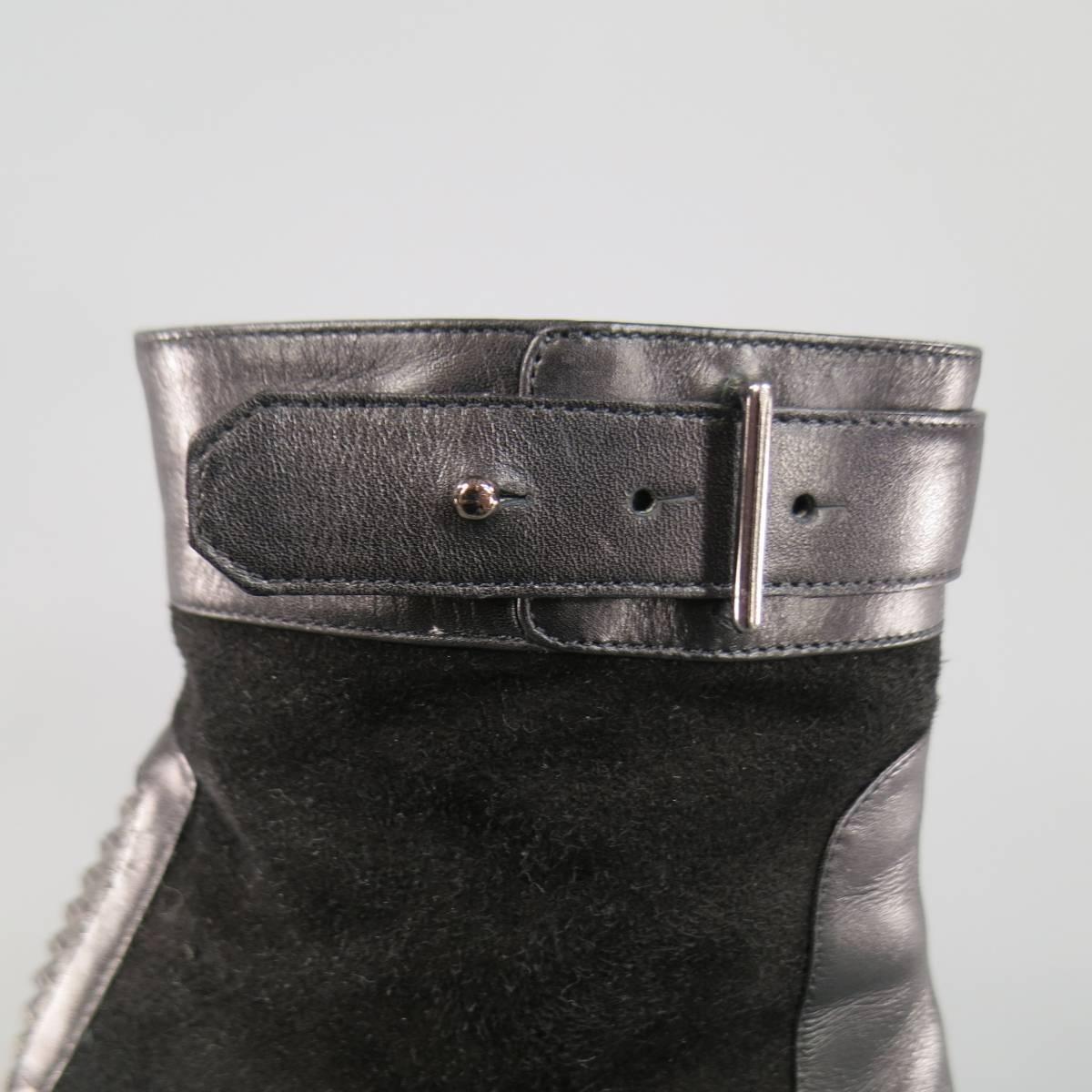 BELSTAFF Size 6.5 Black Suede & Leather Rubber Stud Kerridge Ankle Boots 1