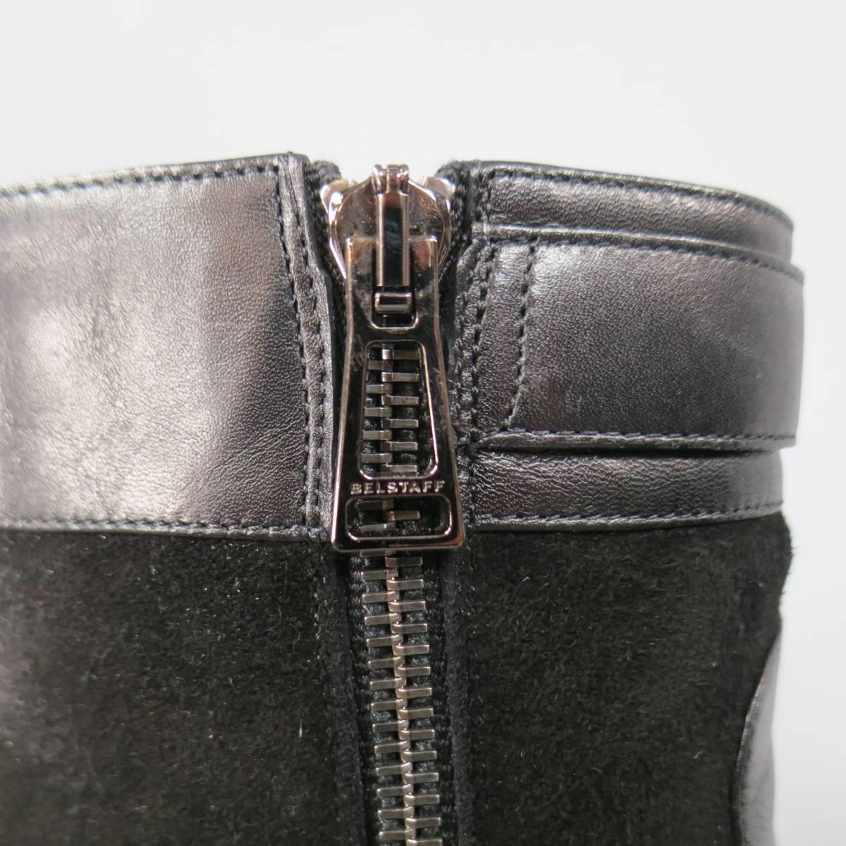 BELSTAFF Size 6.5 Black Suede & Leather Rubber Stud Kerridge Ankle Boots 4