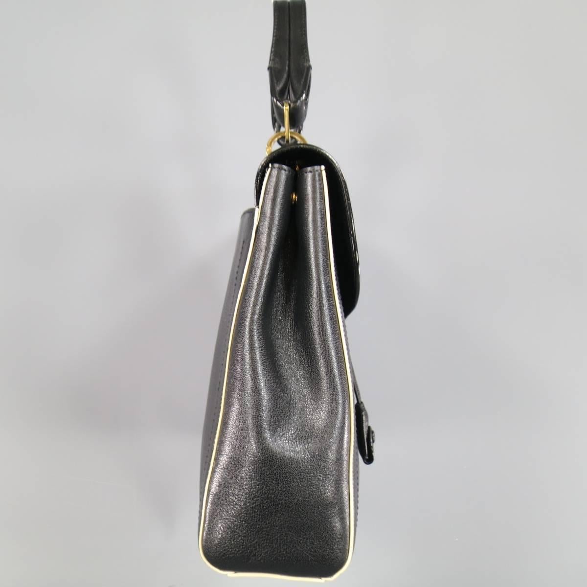 New MARC JACOBS Black Leather Gold Lock Shoulder Strap Satchel Handbag In New Condition In San Francisco, CA