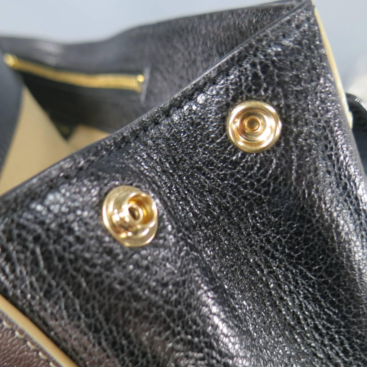 New MARC JACOBS Black Leather Gold Lock Shoulder Strap Satchel Handbag 2