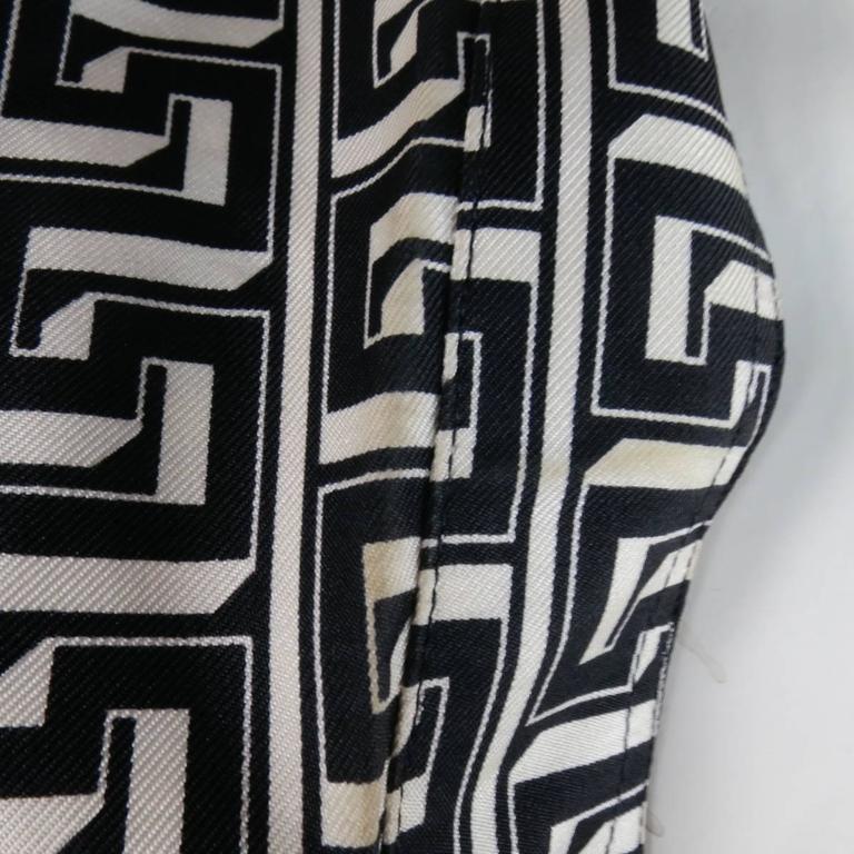 VERSACE CLASSIC V2 Size M Black and White Geometric Print Silk Long