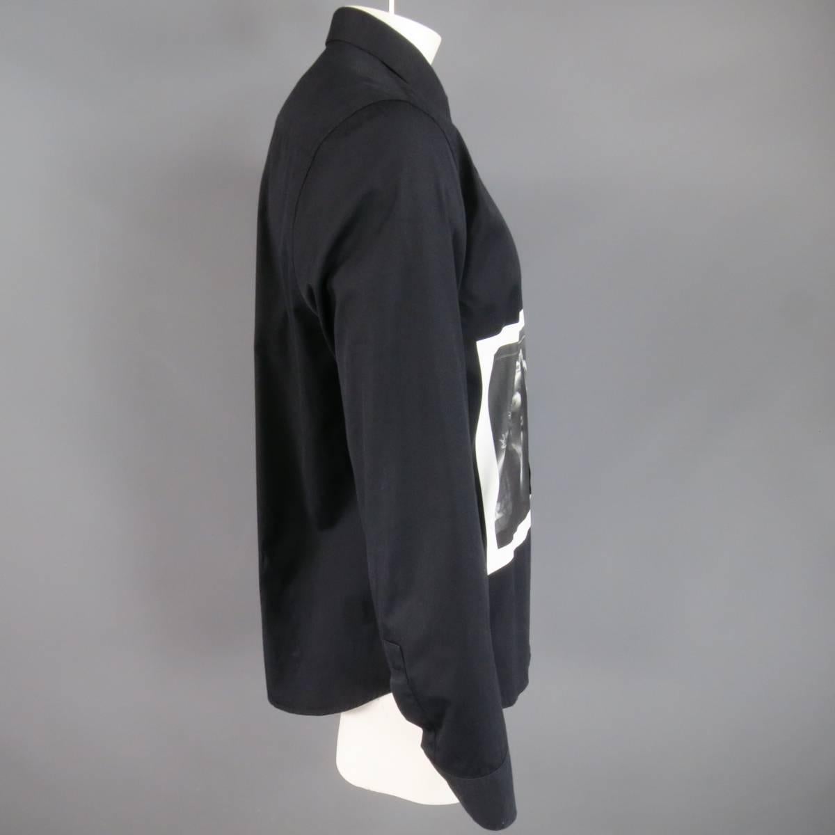 Men's GIVENCHY Size L Black & White X-Ray Graphic Fall 2013 Dress Shirt 2