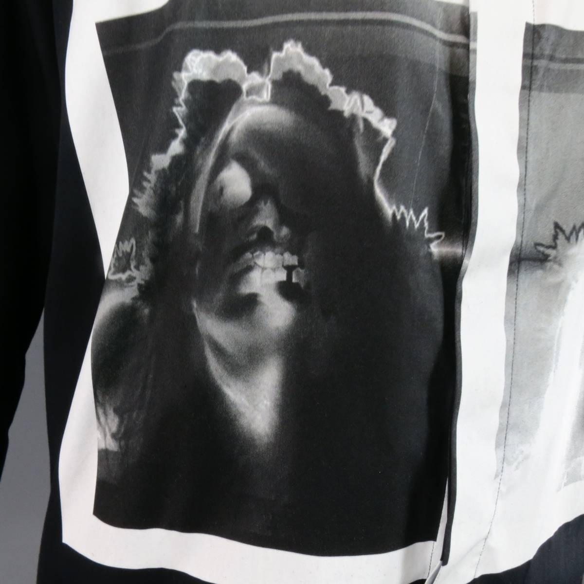 Men's GIVENCHY Size L Black & White X-Ray Graphic Fall 2013 Dress Shirt 1