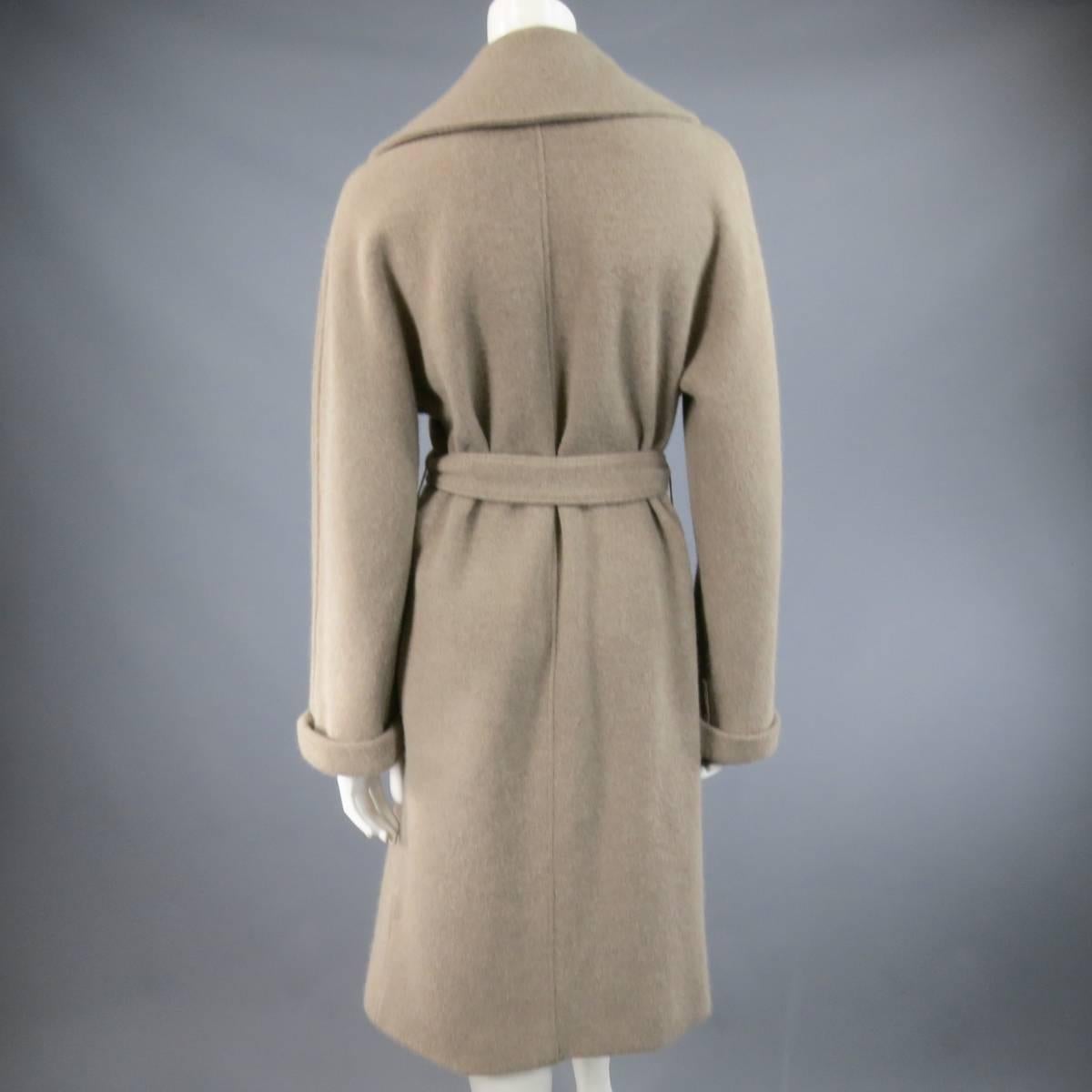 Women's RALPH LAUREN Black Label Size M Oatmeal Taupe Wool Blend Cardigan Coat