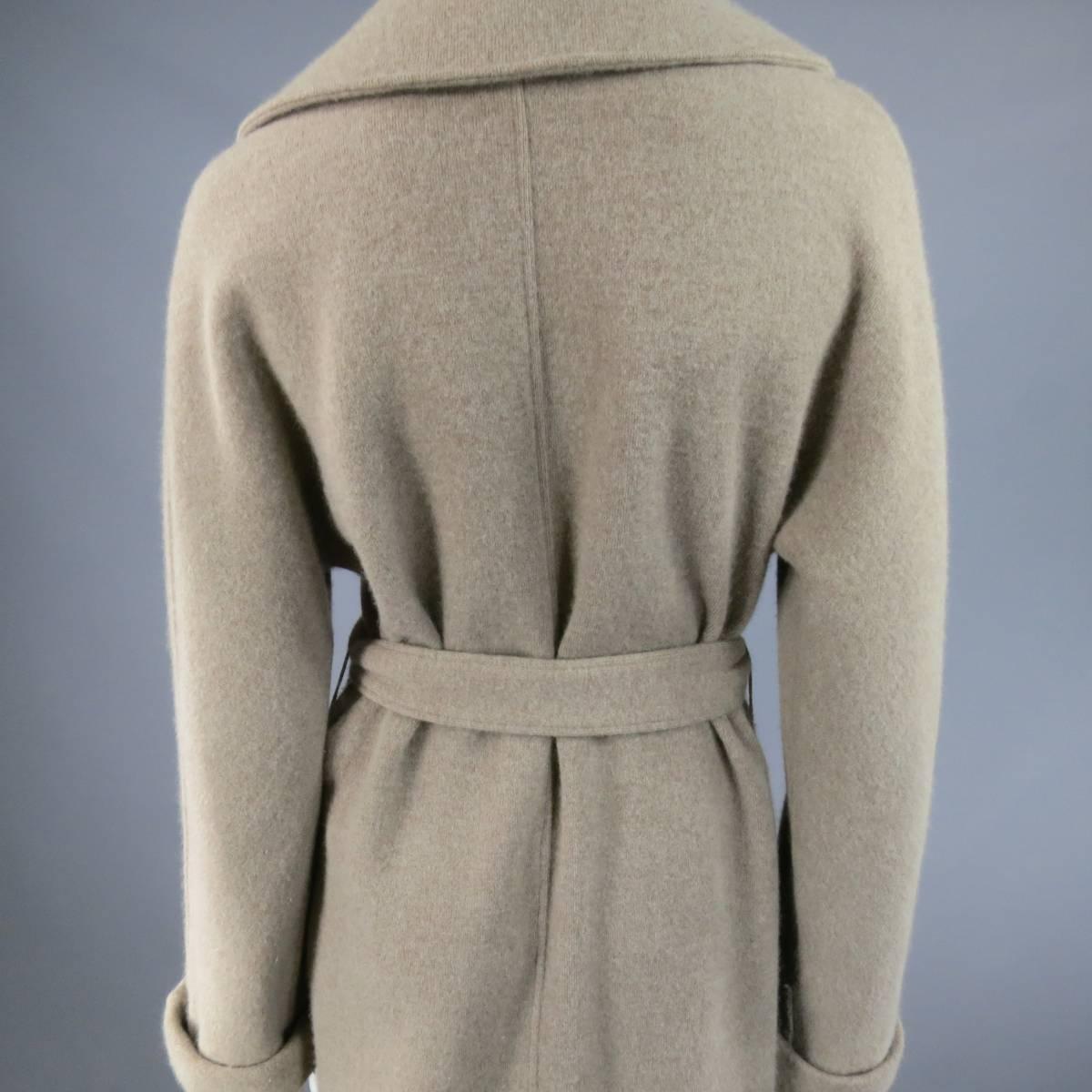 RALPH LAUREN Black Label Size M Oatmeal Taupe Wool Blend Cardigan Coat In Good Condition In San Francisco, CA