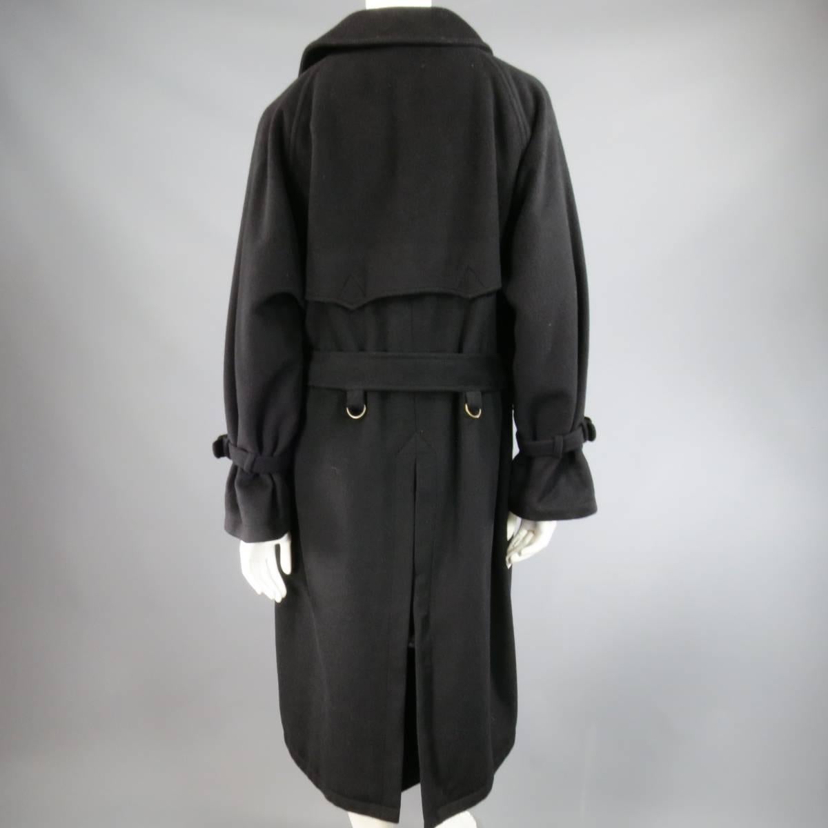 Vintage RALPH LAUREN Purple Label Size 10 Black Wool Blend Trench Coat 2