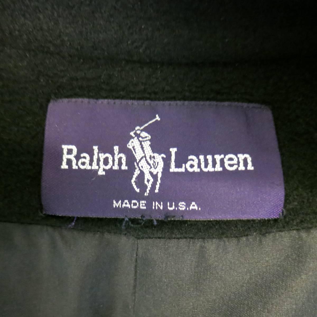 Vintage RALPH LAUREN Purple Label Size 10 Black Wool Blend Trench Coat 4