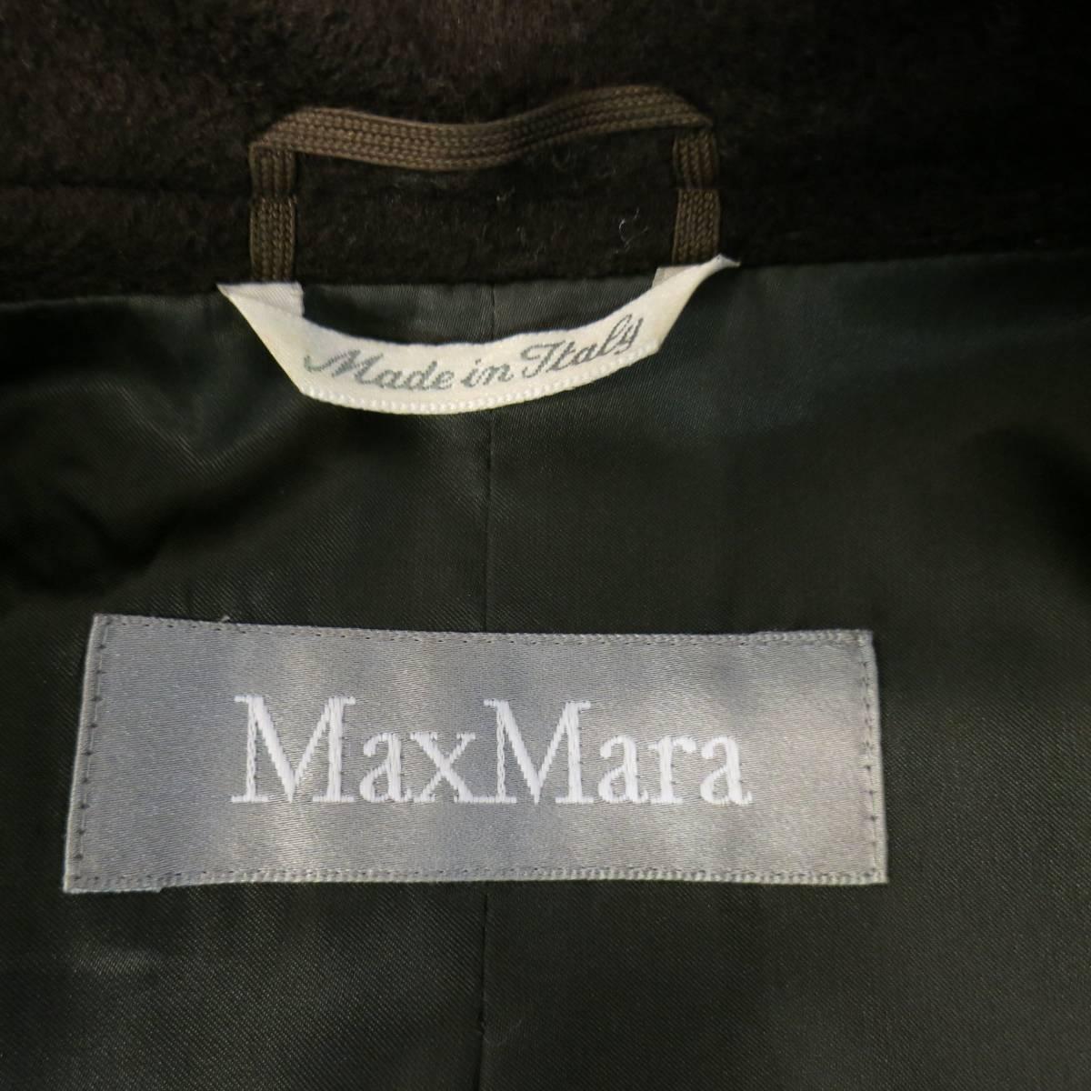 Vintage MAX MARA Size 2 Brown Virgin Wool Fleece Oversized Double Breasted Coat 1
