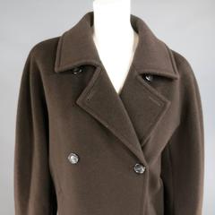 Vintage MAX MARA Size 2 Brown Virgin Wool Fleece Oversized Double Breasted Coat